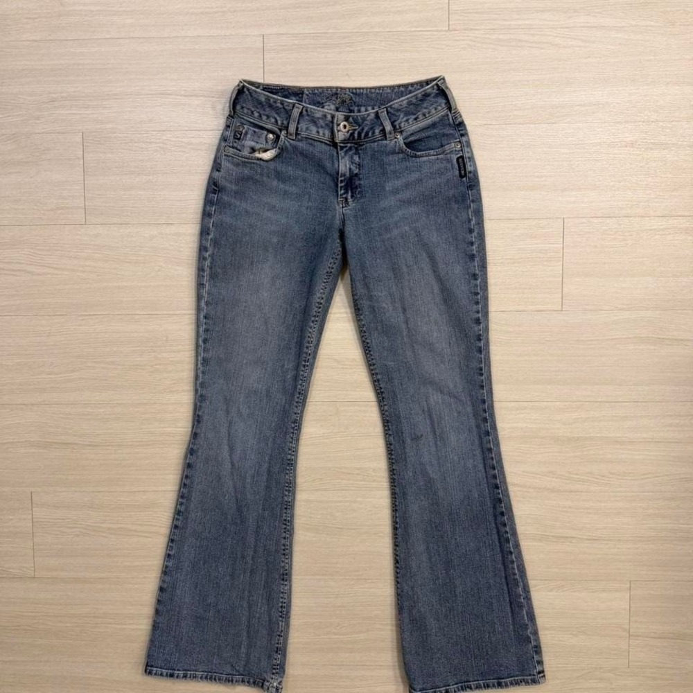 Y2K Silver Flare Jeans Women's Size 30/33 Medium Wash Vintage